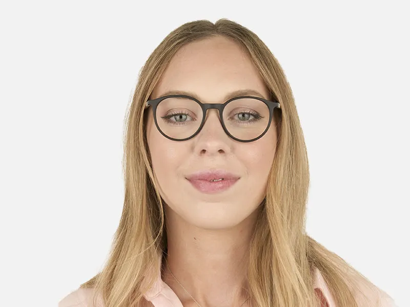 Designer Matte Black Acetate Eyeglasses in Round - 2
