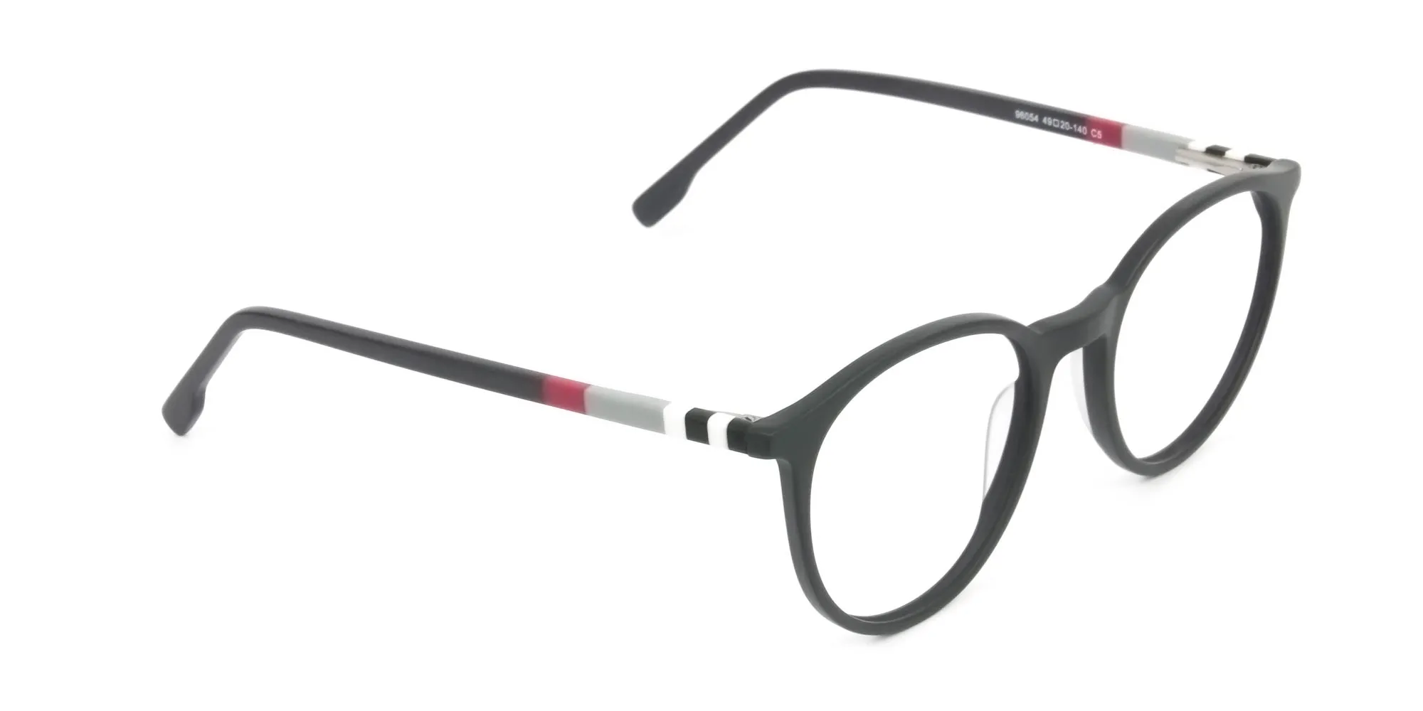 Designer Matte Black & Silver Grey Eyeglasses - 2