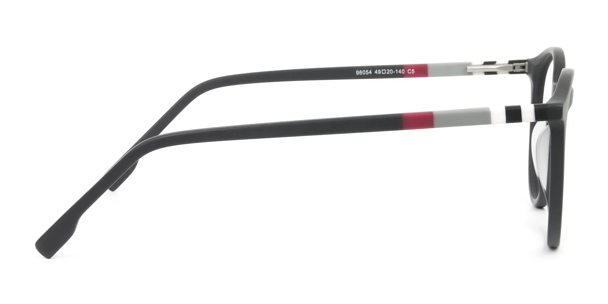 Designer Matte Black & Silver Grey Eyeglasses - 2