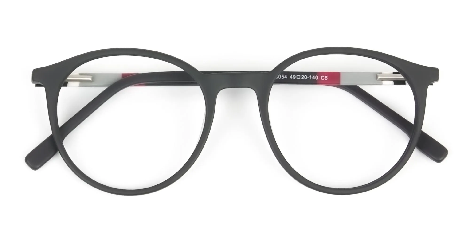 Designer Matte Black & Silver Grey Eyeglasses - 2