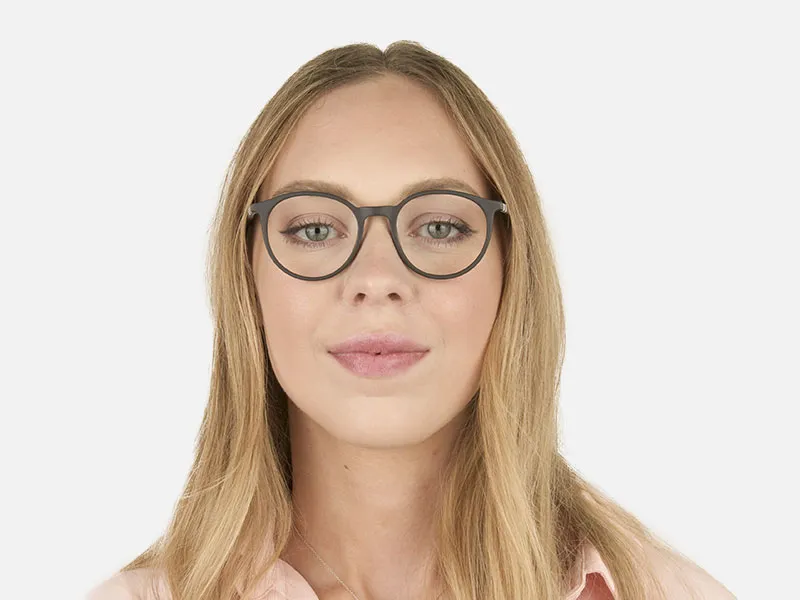 Designer Matte Black & Silver Grey Eyeglasses - 2