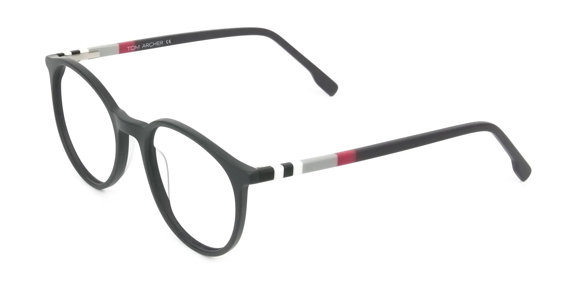 Designer Matte Black & Silver Grey Eyeglasses - 2