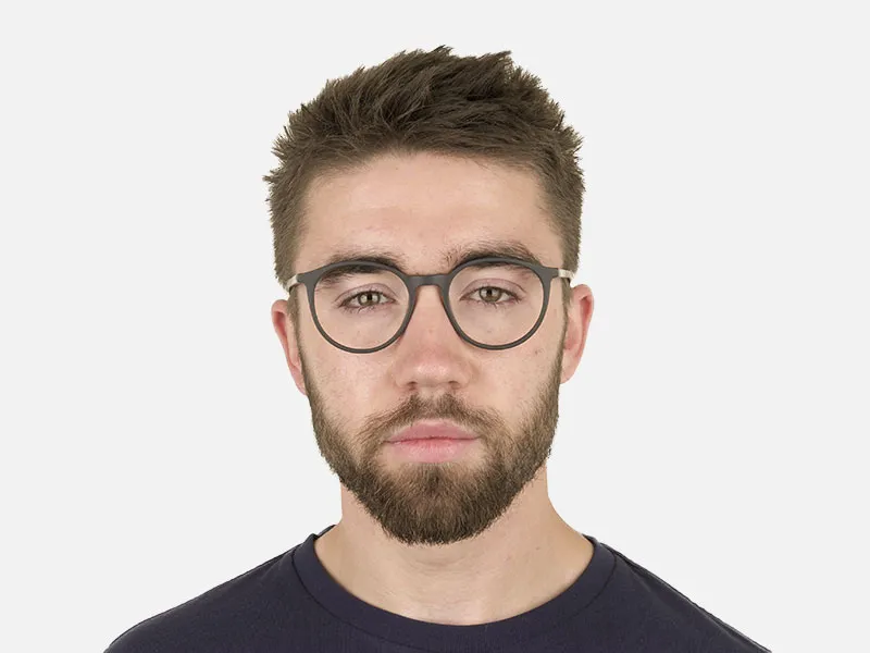 Designer Matte Black & Silver Grey Eyeglasses - 2