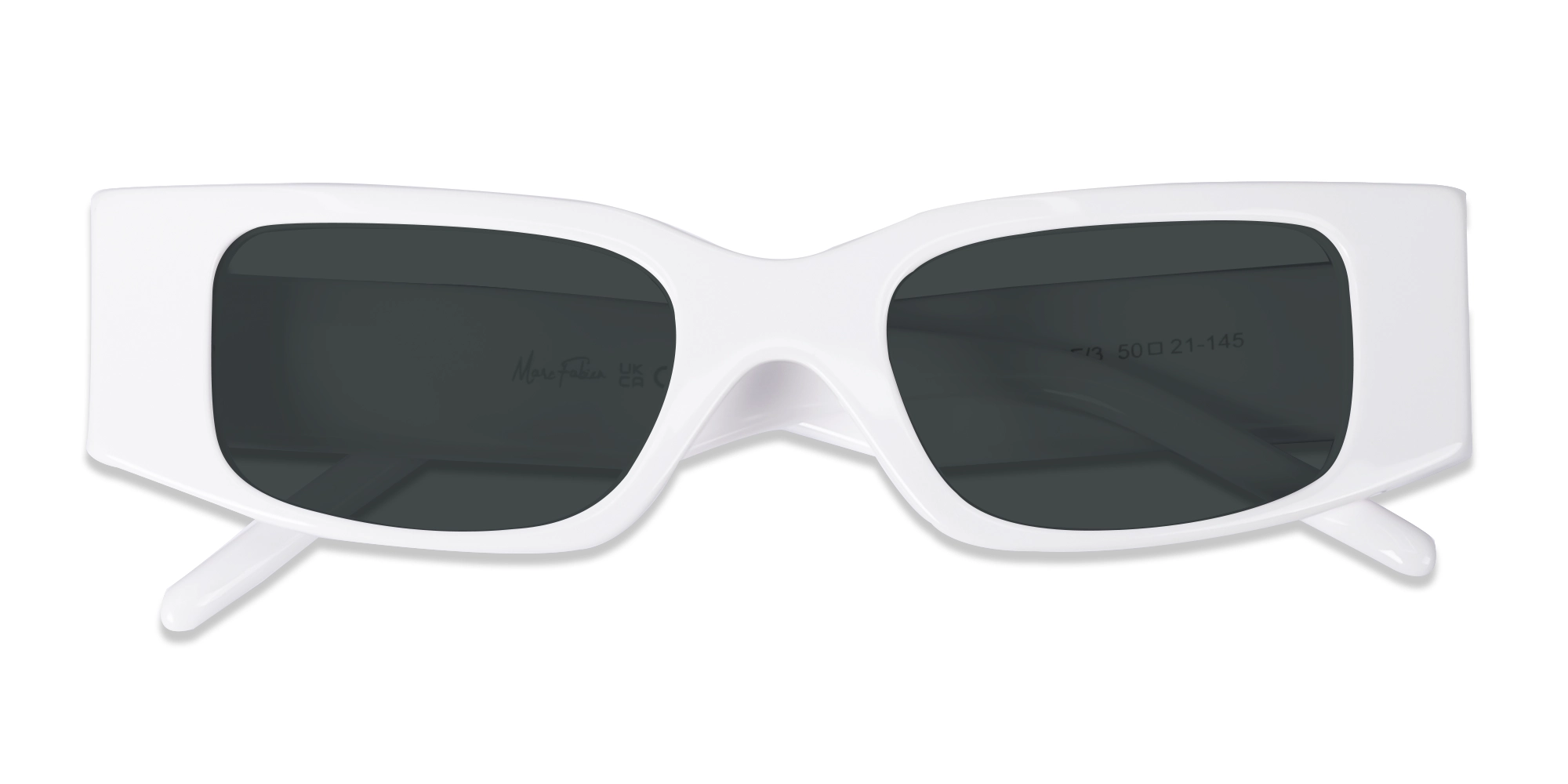 White Rectangle Dark Grey Tint Sunglasses-6