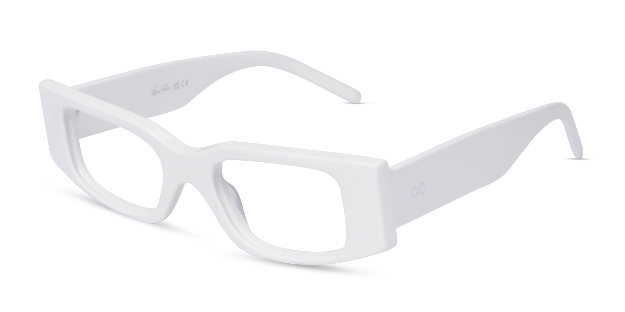White Acetate Rectangle Full-Rim Glasses-3