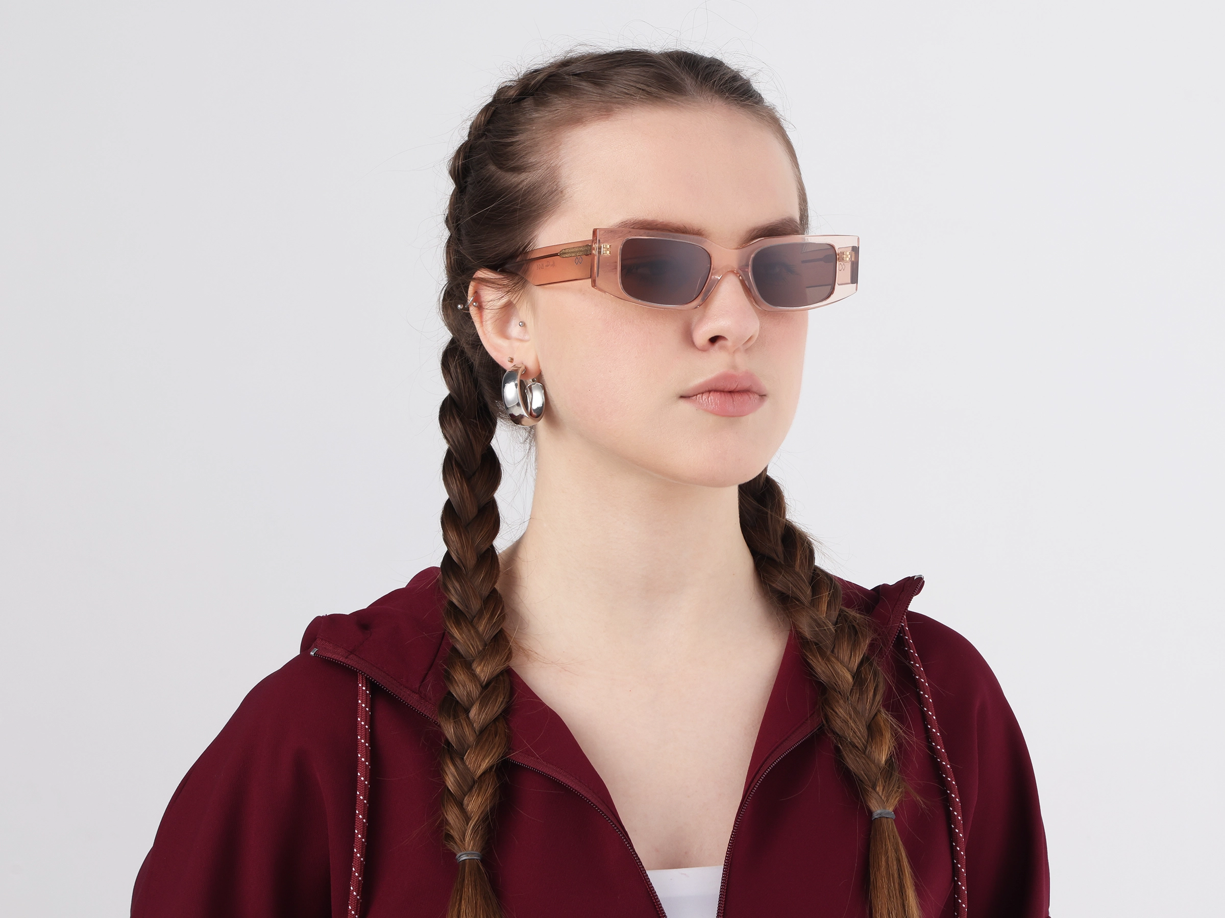 Rectangle Acetate Full-Rim Brown Tint Sunglasses-52