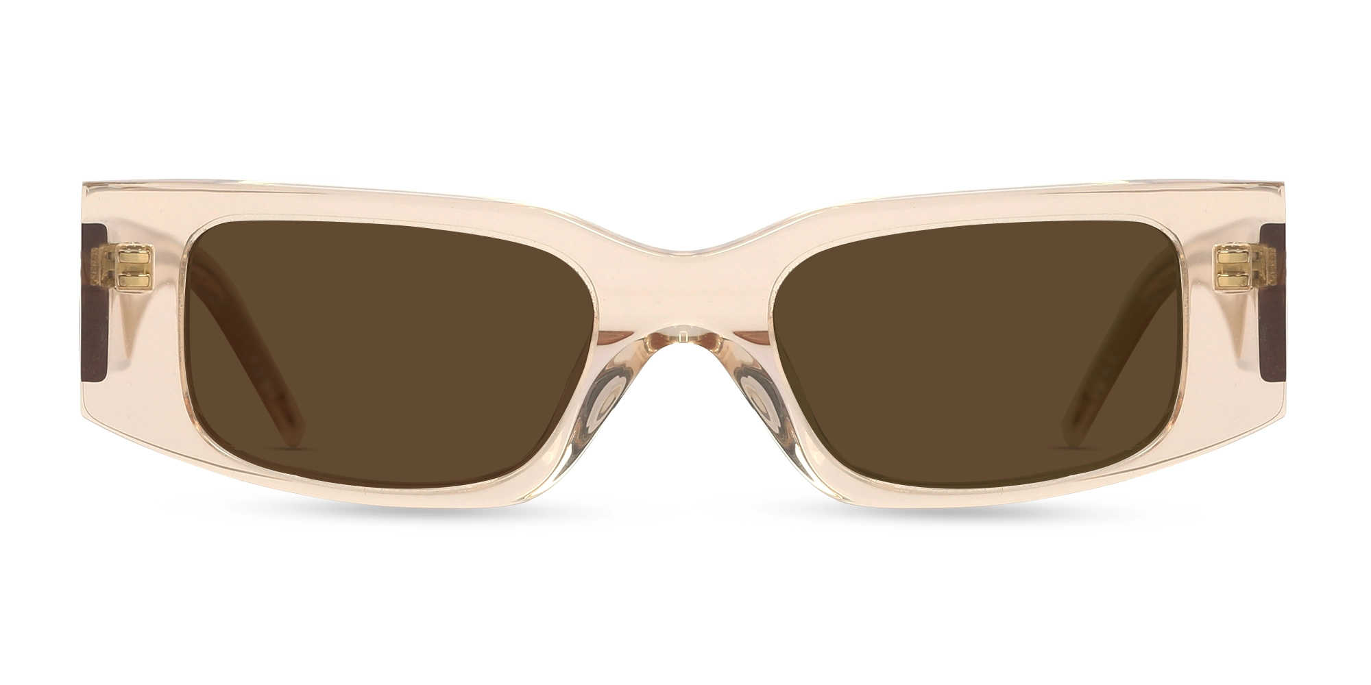 Rectangle Acetate Full-Rim Brown Tint Sunglasses-1