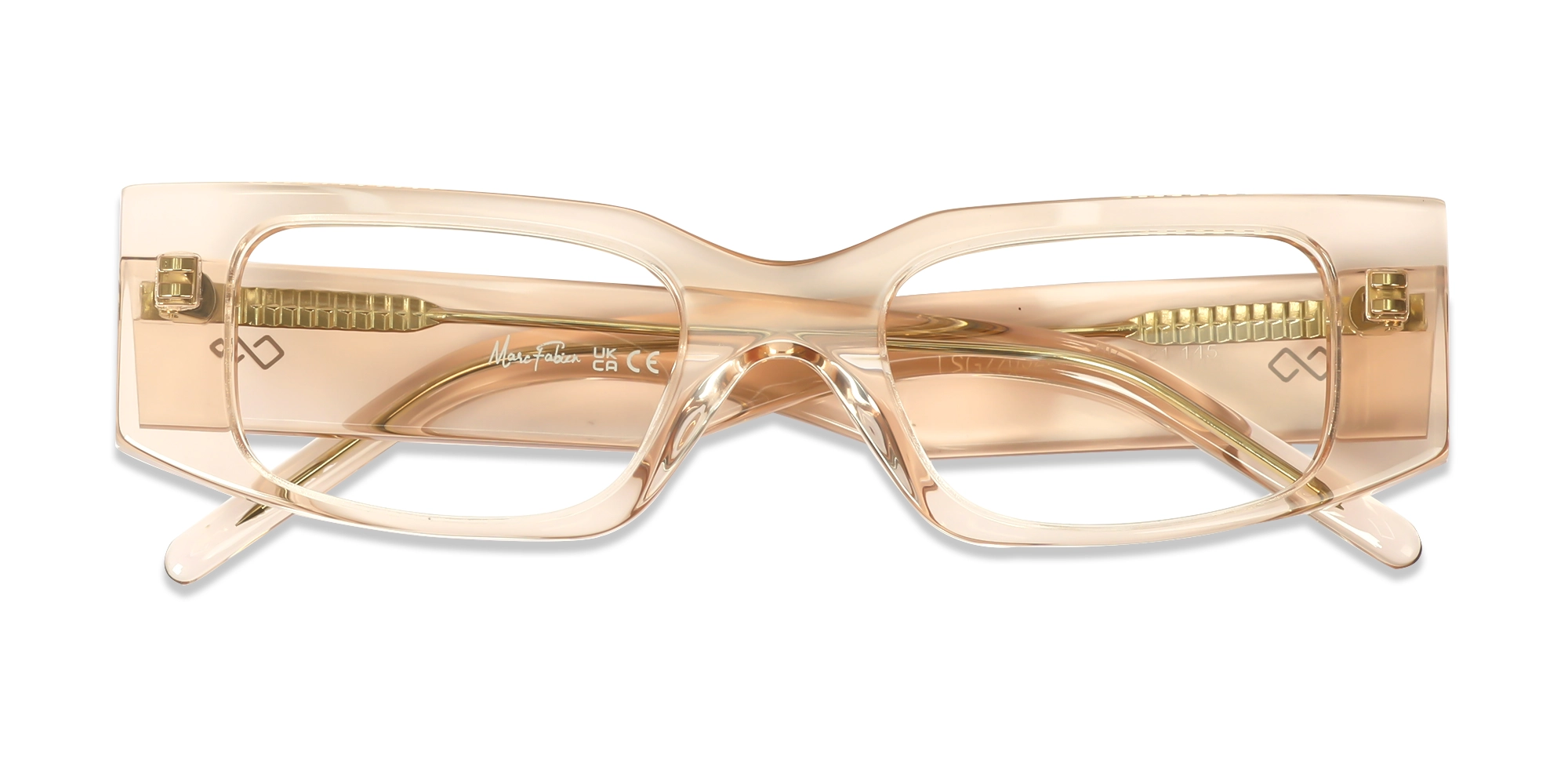 Crystal Water Beige Rectangle Full-Rim Glasses-6