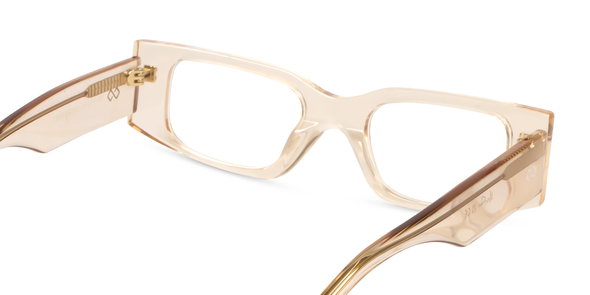 Crystal Water Beige Rectangle Full-Rim Glasses-5