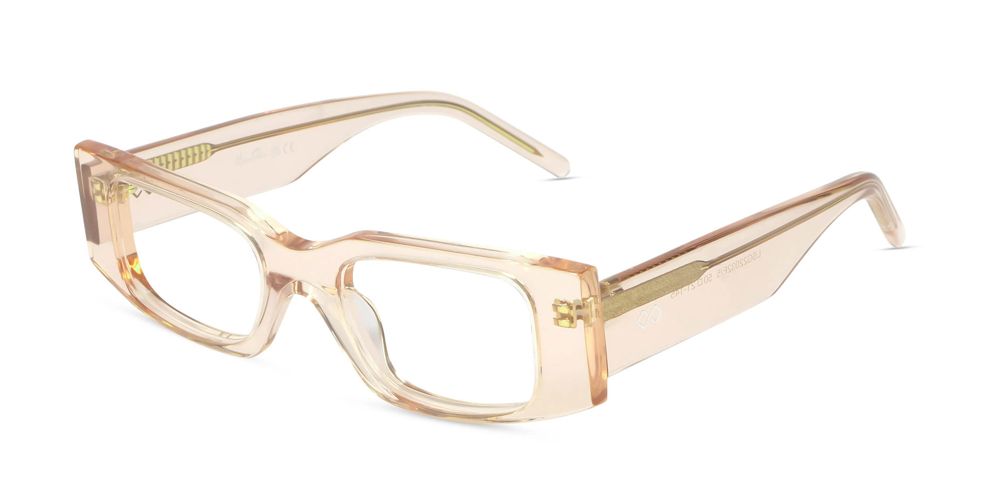 Crystal Water Beige Rectangle Full-Rim Glasses-3