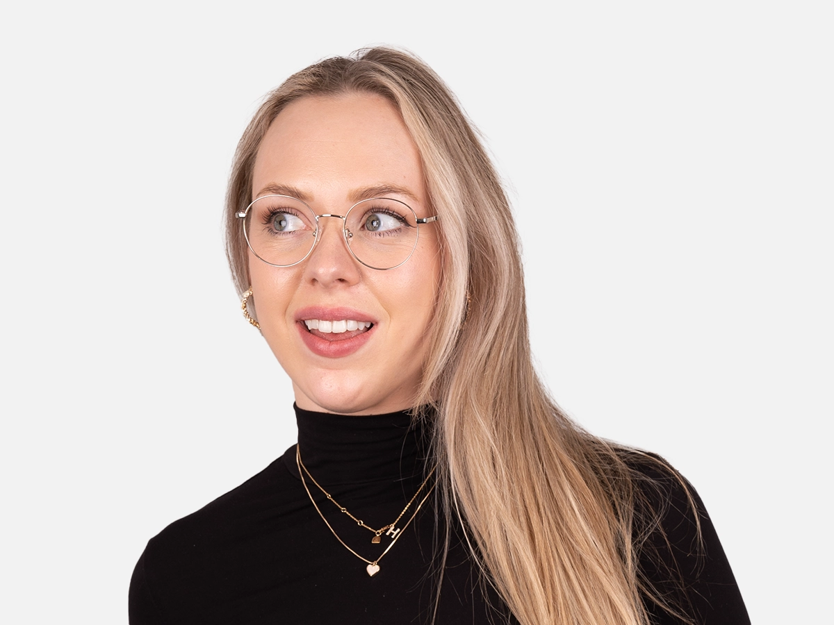 Silver Round Frame Glasses-55