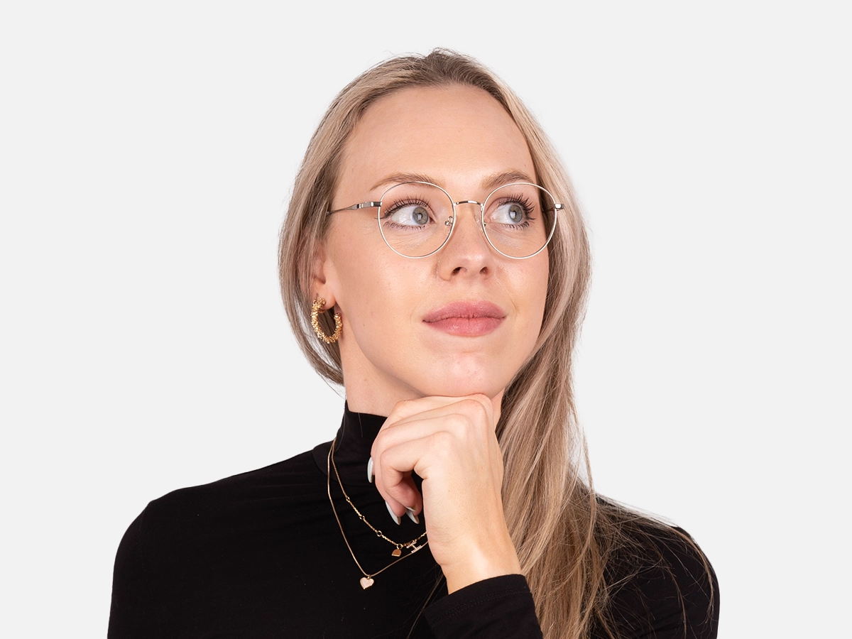 Silver Round Frame Glasses-51