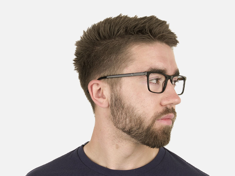 Round Temple Tip Glossy Black Eyeglasses Rectangular - 14