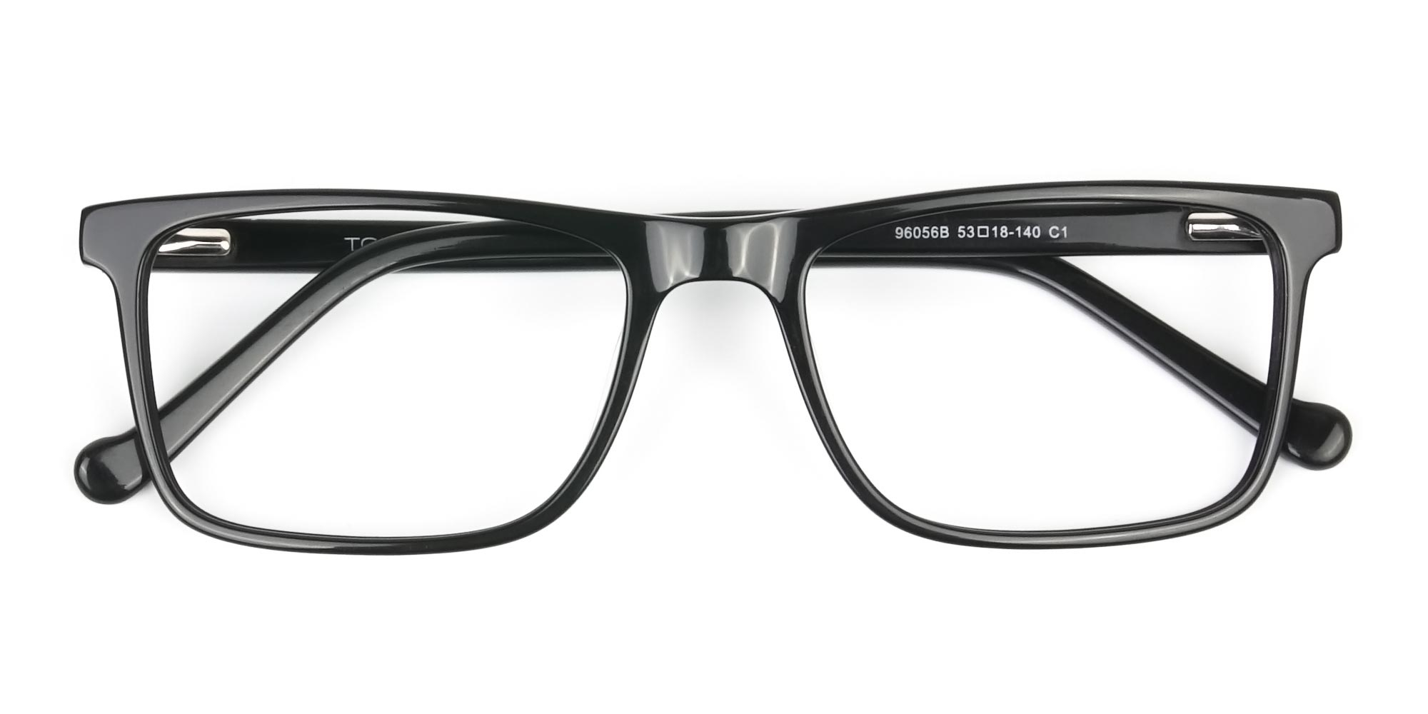 Round Temple Tip Glossy Black Eyeglasses Rectangular - 6