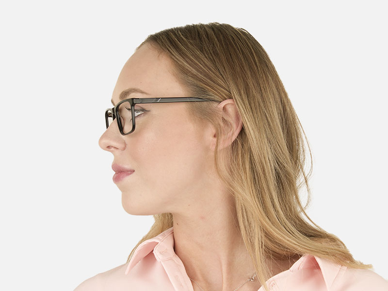 Round Temple Tip Glossy Black Eyeglasses Rectangular - 15