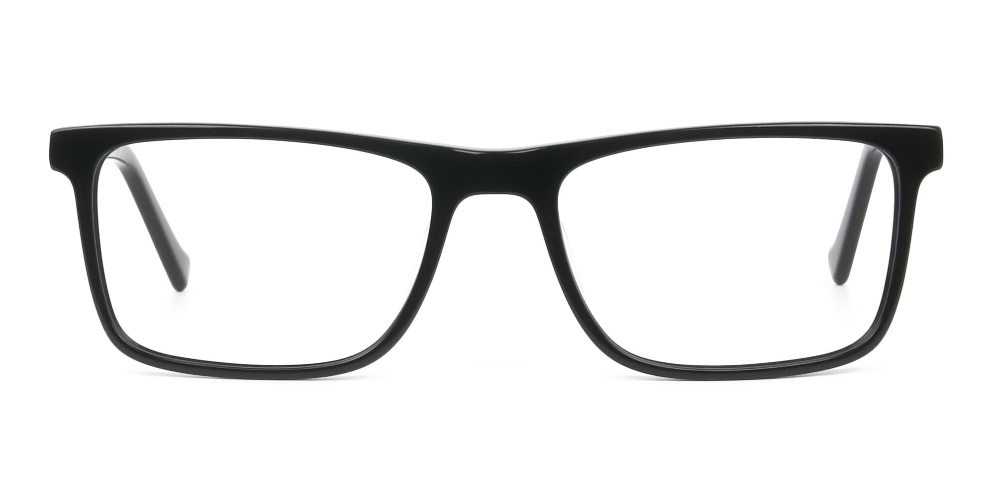 A96056F/1 - Round Temple Tip Glossy Black Eyeglasses Rectangular