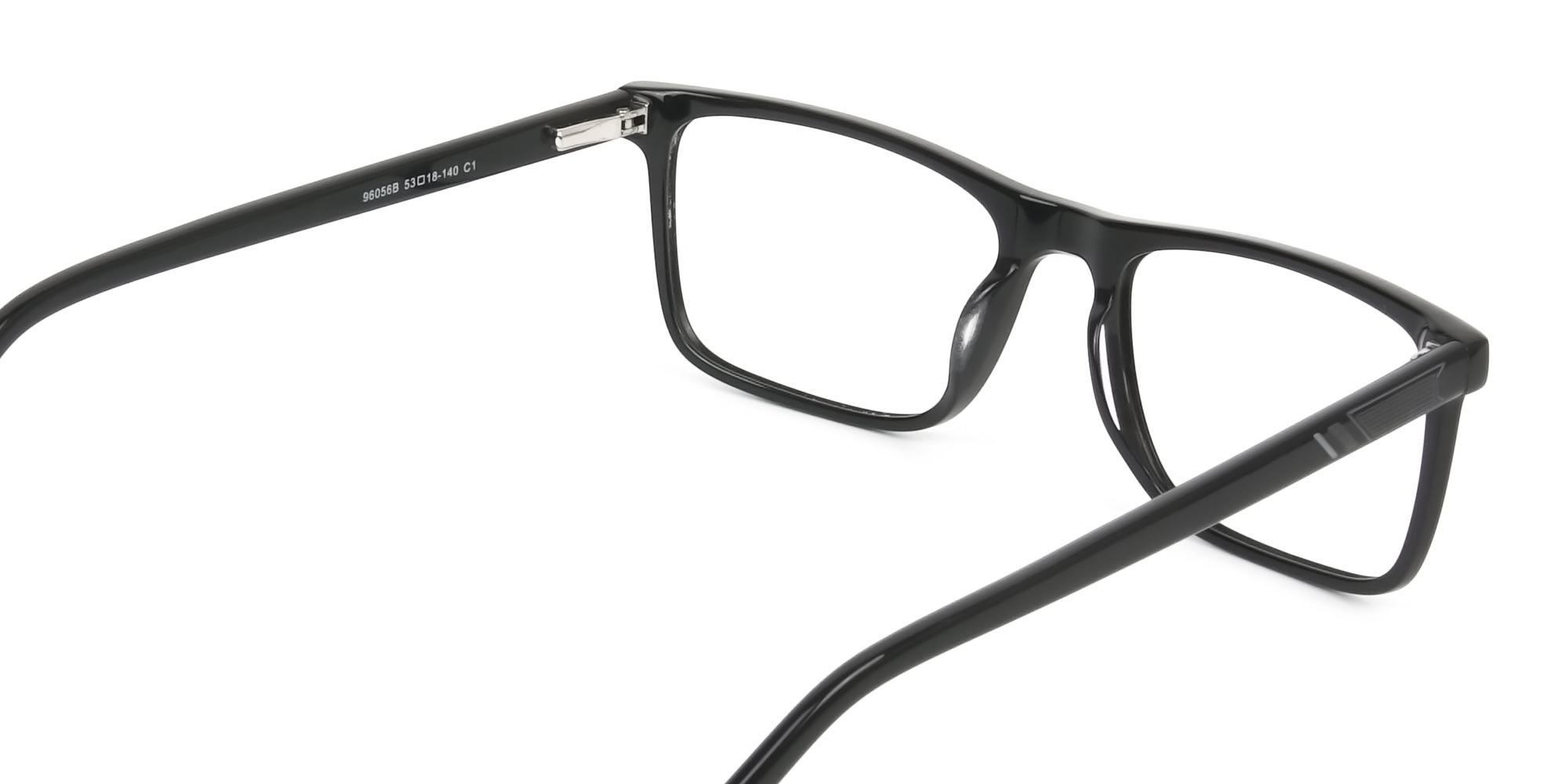 Round Temple Tip Glossy Black Eyeglasses Rectangular - 5