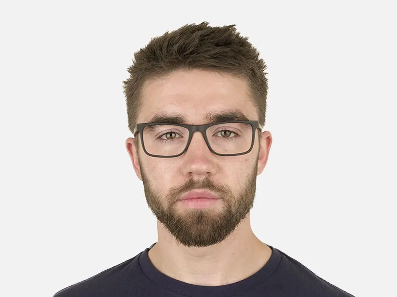 Round Temple Tip Matte Black Eyeglasses Rectangular - 2