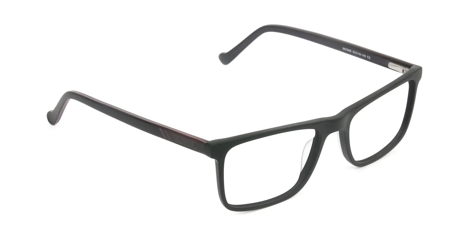 Round Temple Tip Matte Black Eyeglasses Rectangular - 2