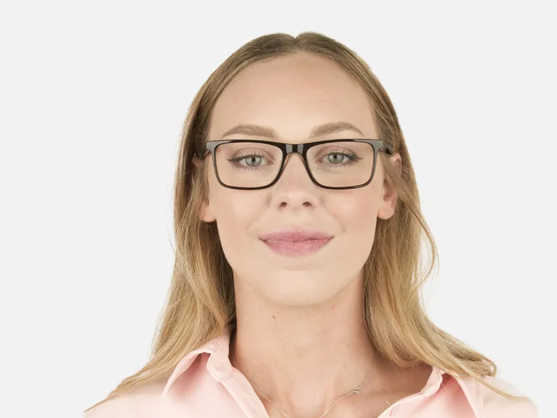 Round Temple Tip Dark Brown & Red Glasses in Rectangular - 2