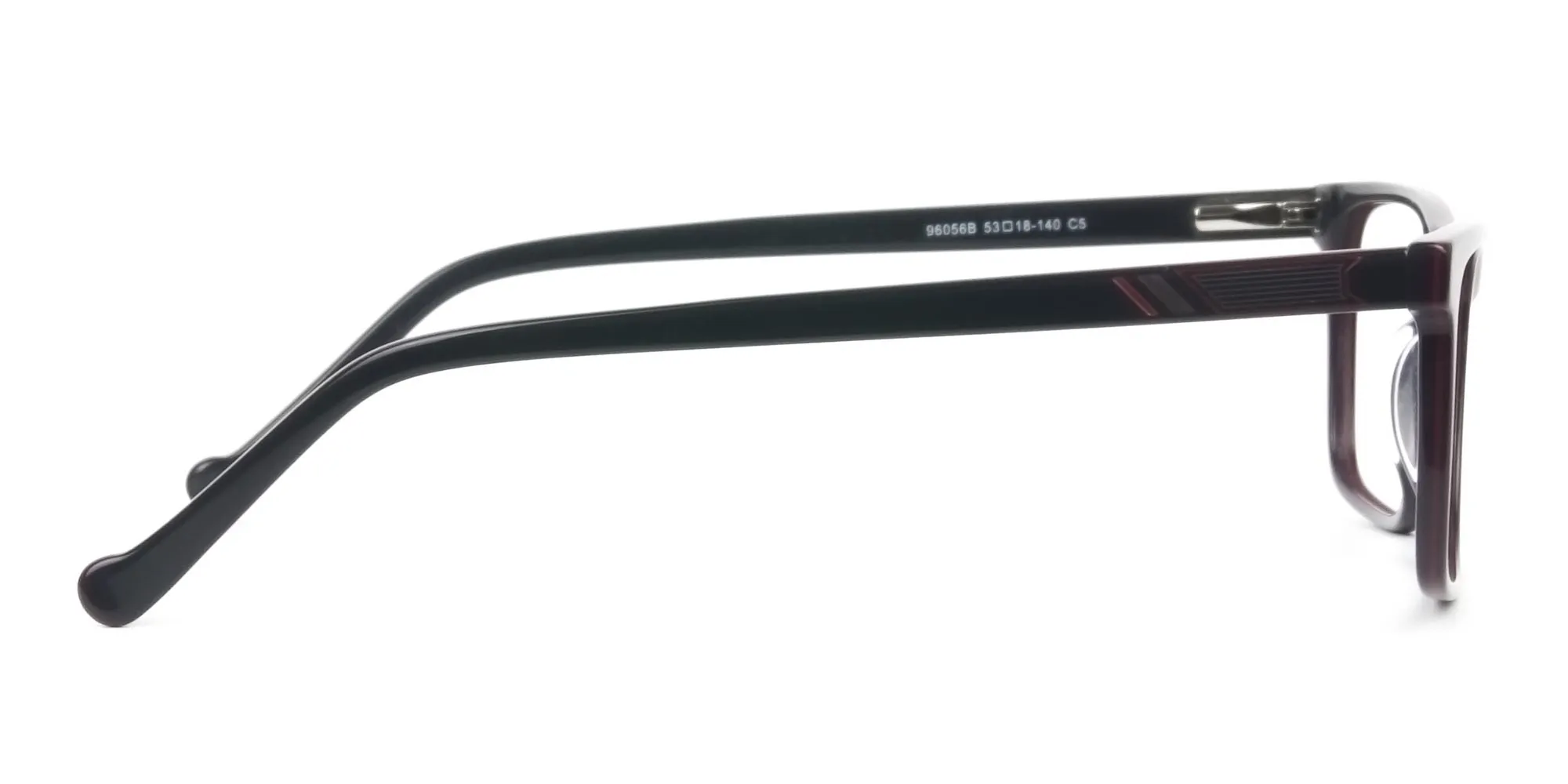 Round Temple Tip Red & Purple Eyeglasses in Rectangular - 2