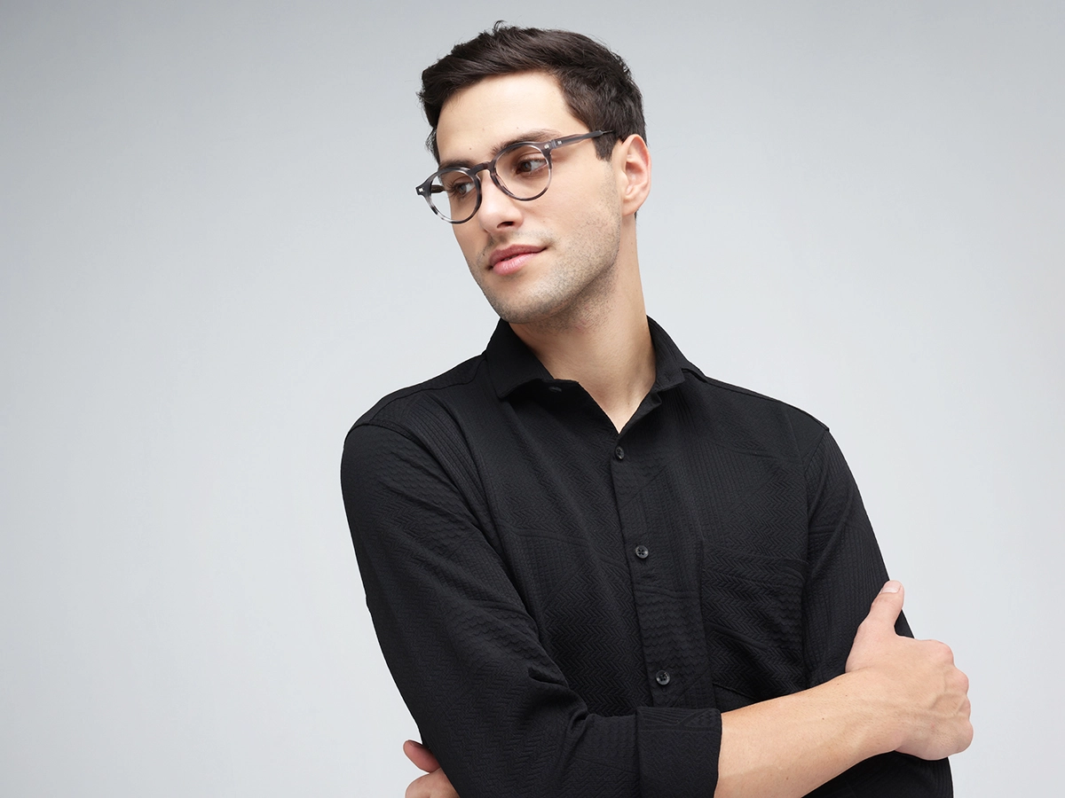 Grey Marble Oval Keyhole Bridge Eyeglasses 42