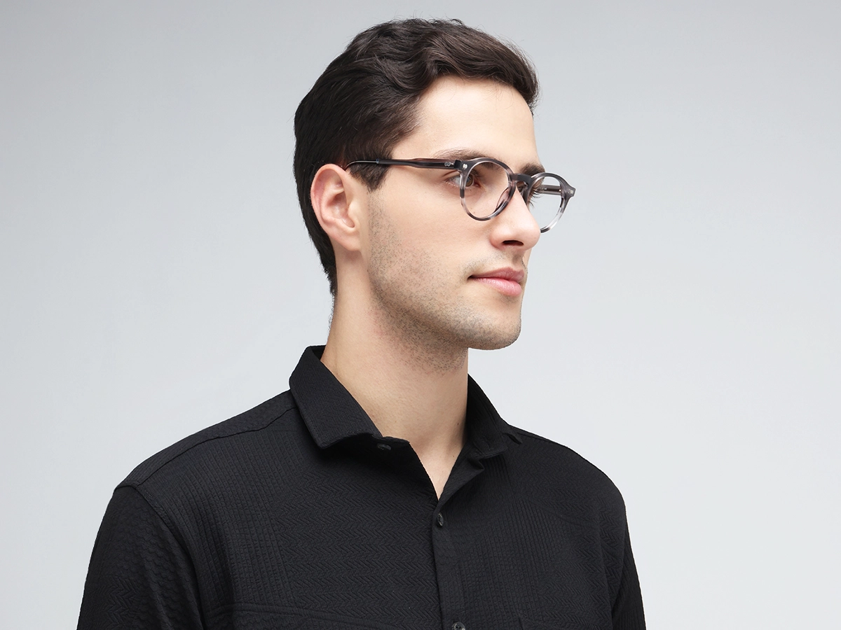 Grey Marble Oval Keyhole Bridge Eyeglasses 43