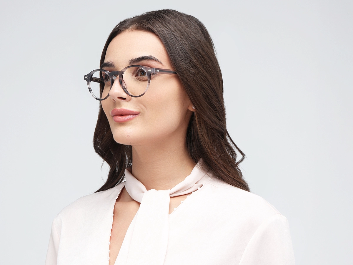 Grey Marble Oval Keyhole Bridge Eyeglasses 52