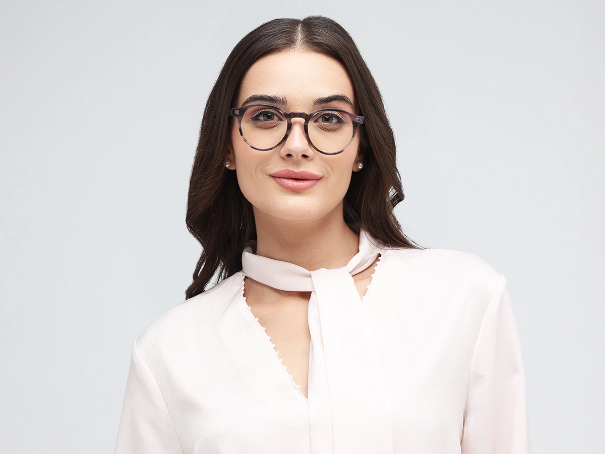 Grey Marble Oval Keyhole Bridge Eyeglasses 51