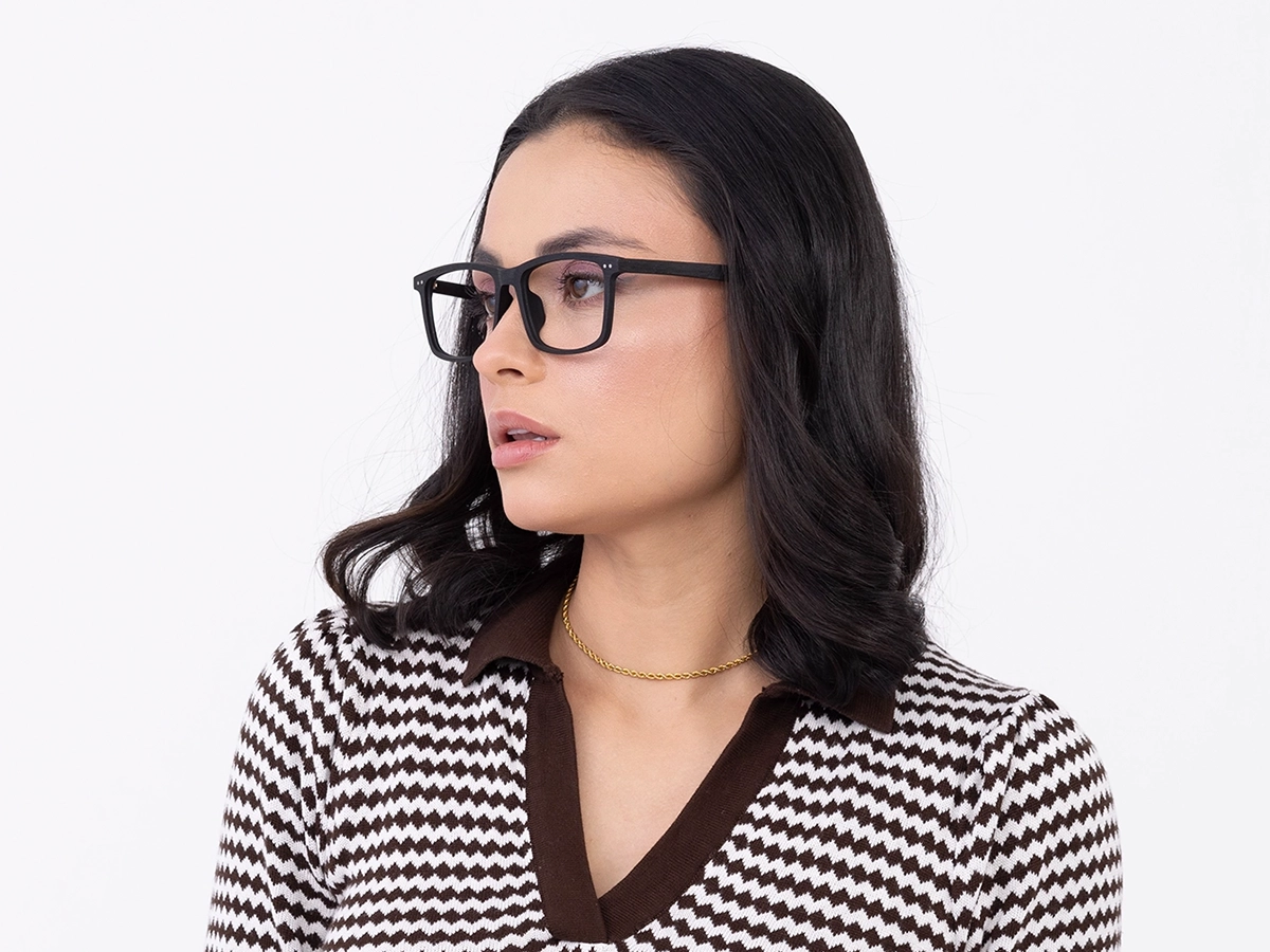 Rectangle Black Full Rim Eyeglasses 53