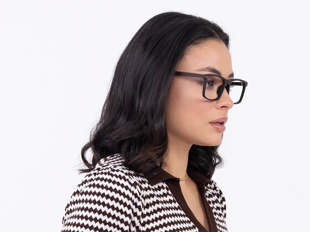 Wenge Teak Rectangle Wooden Frame Eyeglasses 52