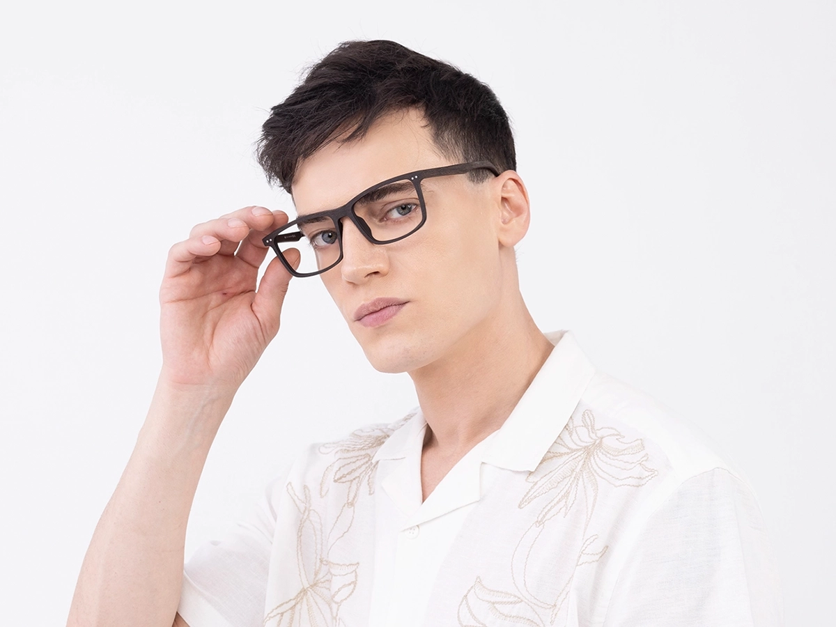 Wenge Teak Rectangle Wooden Frame Eyeglasses 43