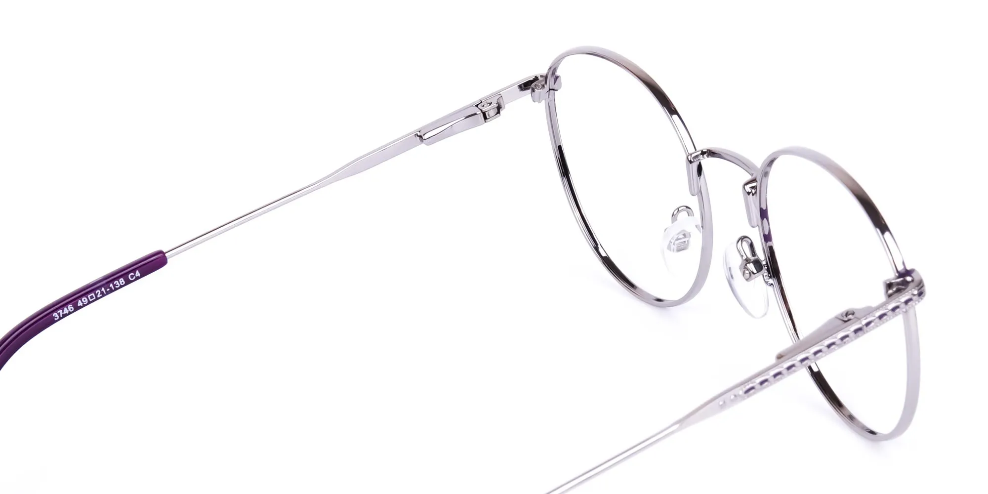 Navy Blue Silver Round Full Rim Glasses-2