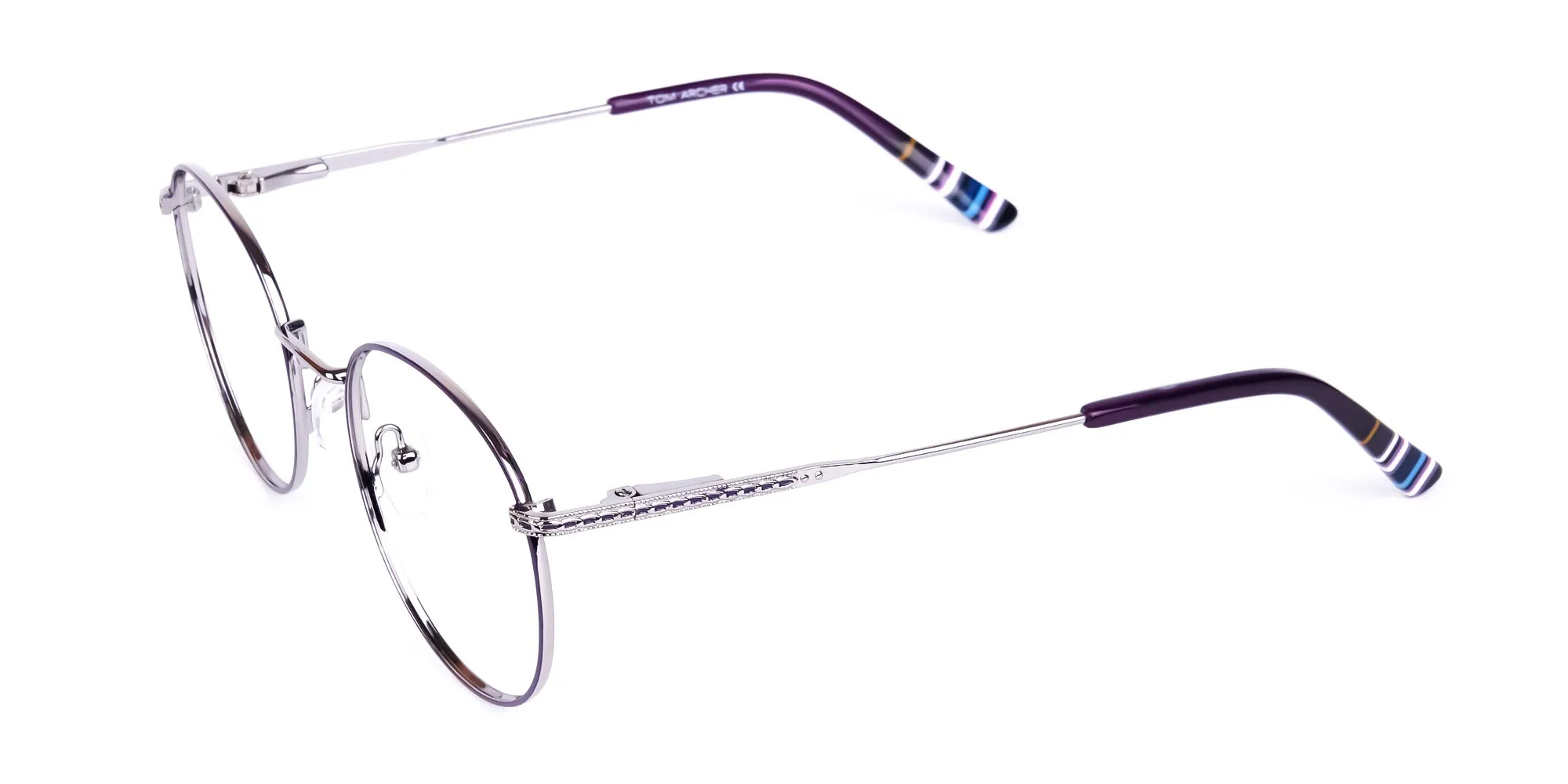 Navy Blue Silver Round Full Rim Glasses-2