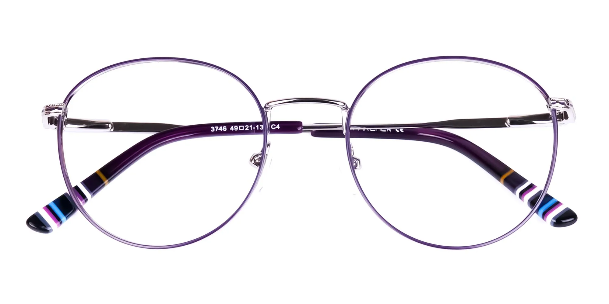 Navy Blue Silver Round Full Rim Glasses-2