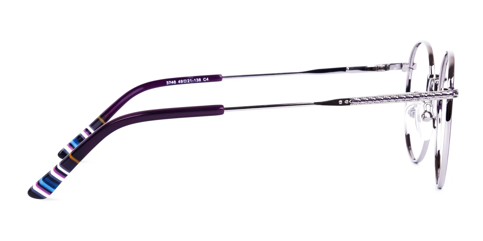 Navy Blue Silver Round Full Rim Glasses-2