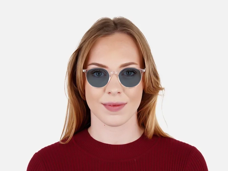 Clear Frame Blue Lens Sunglasses-