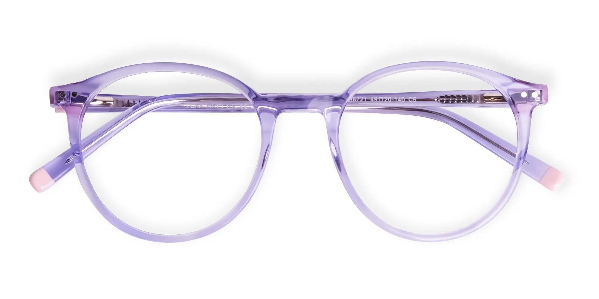 transparent and crystal clear purple round glasses frames-2