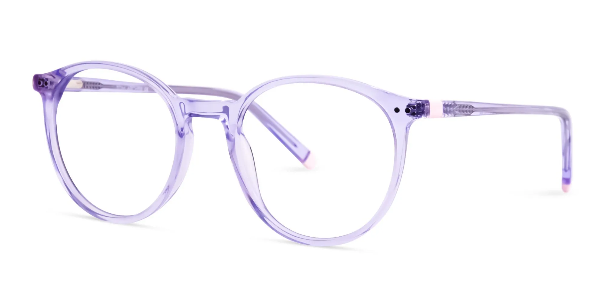 transparent and crystal clear purple round glasses frames-2