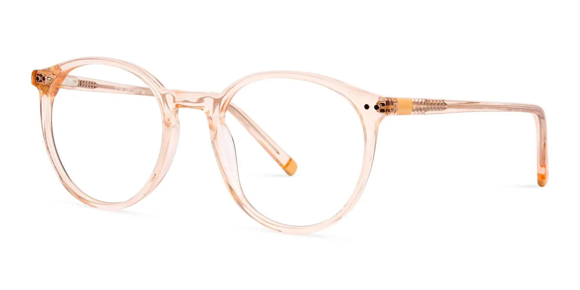 transparent and crystal clear orange round glasses frames-2