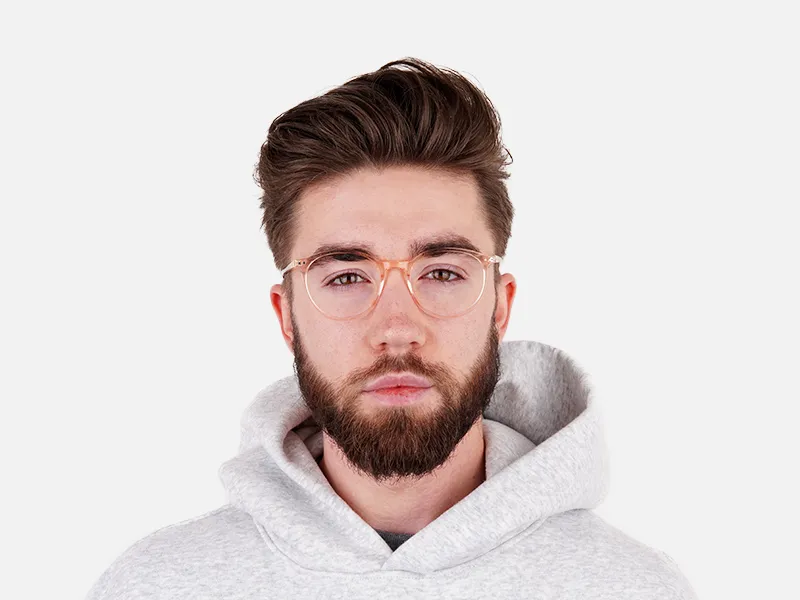 transparent and crystal clear orange round glasses frames-2