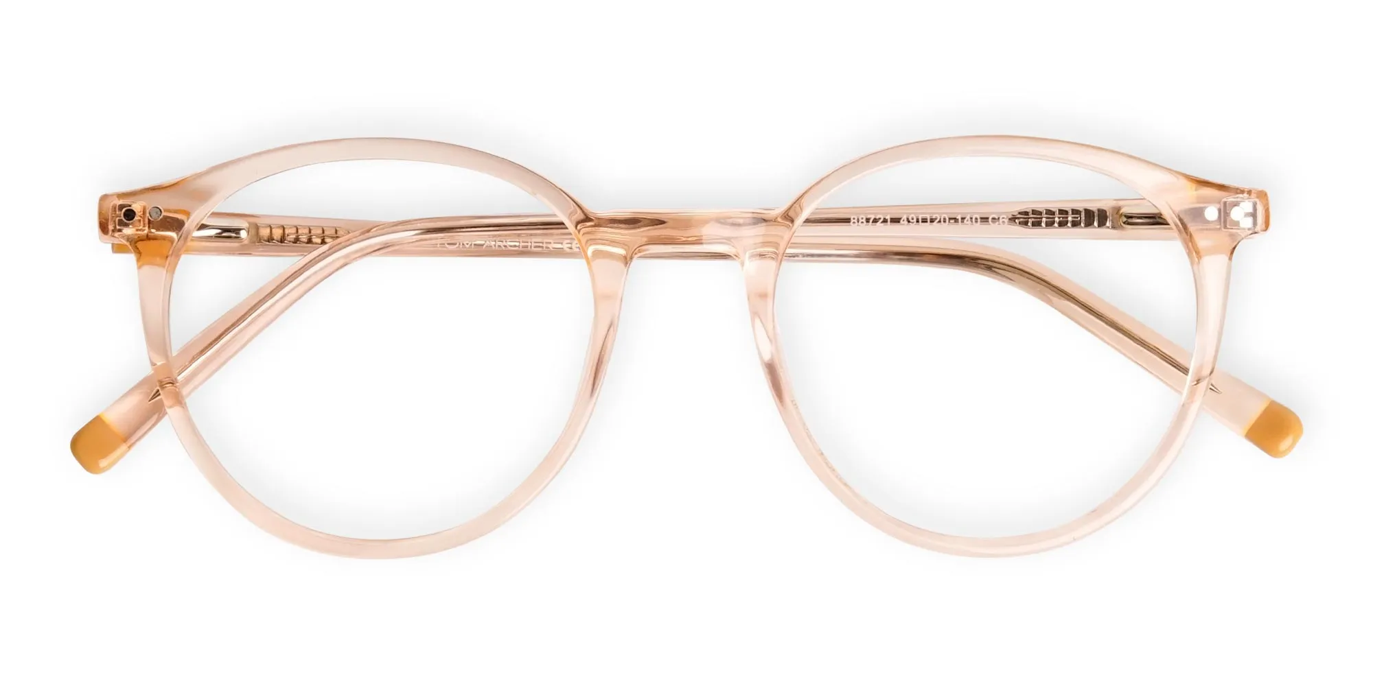 transparent and crystal clear orange round glasses frames-2