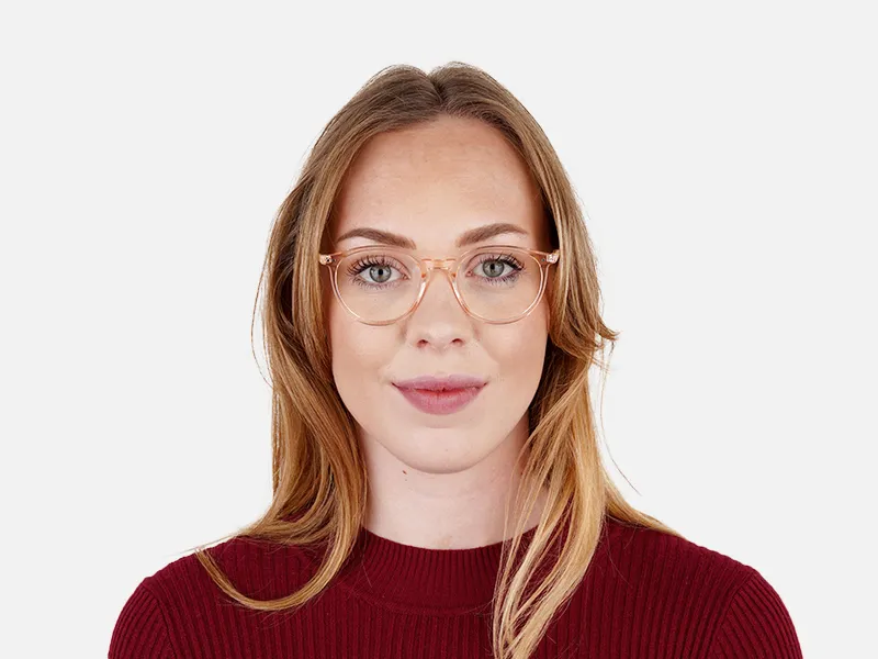 transparent and crystal clear orange round glasses frames-2