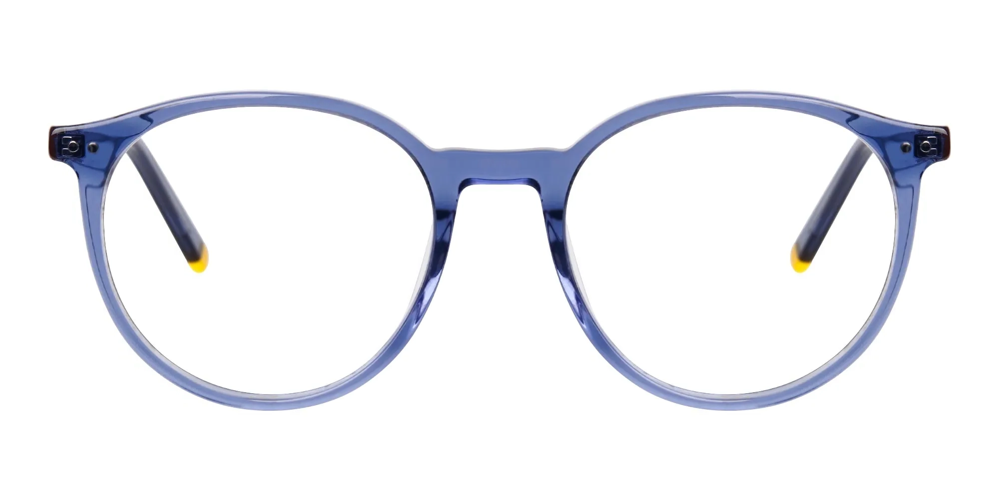 transparent and crystal clear blue round glasses frames-2