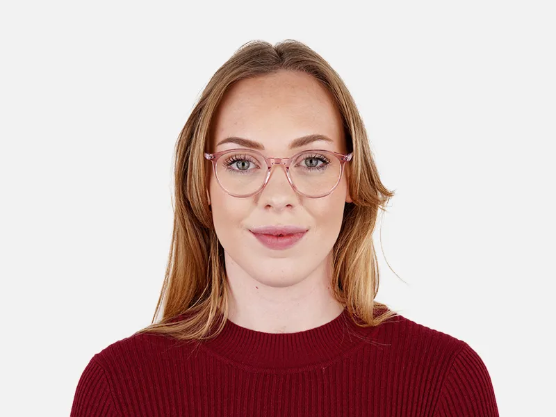 transparent or crystal clear blossome and nude pink round glasses frames-2