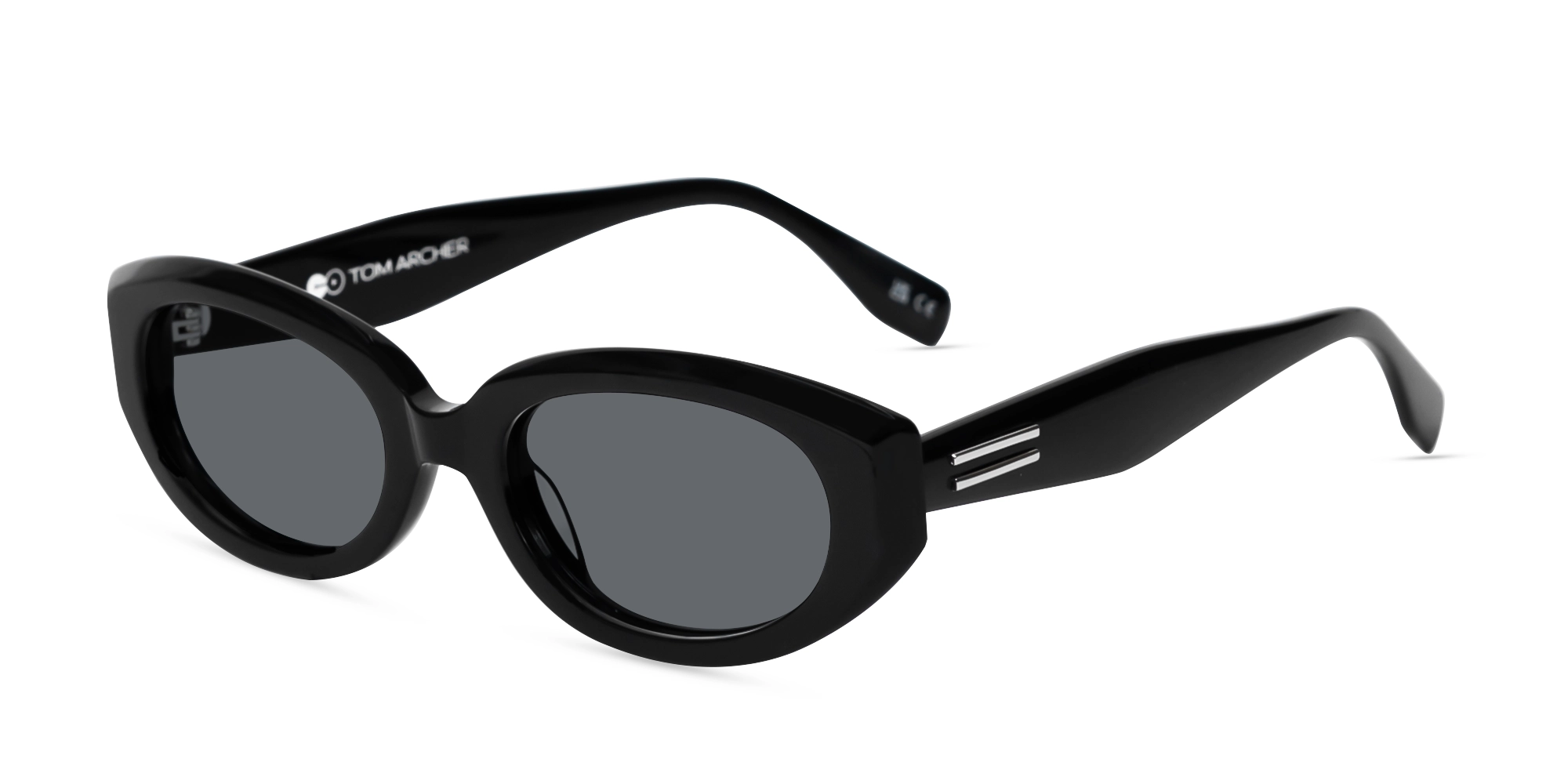 Black Oval Acetate Full-Rim Sunglasses-3