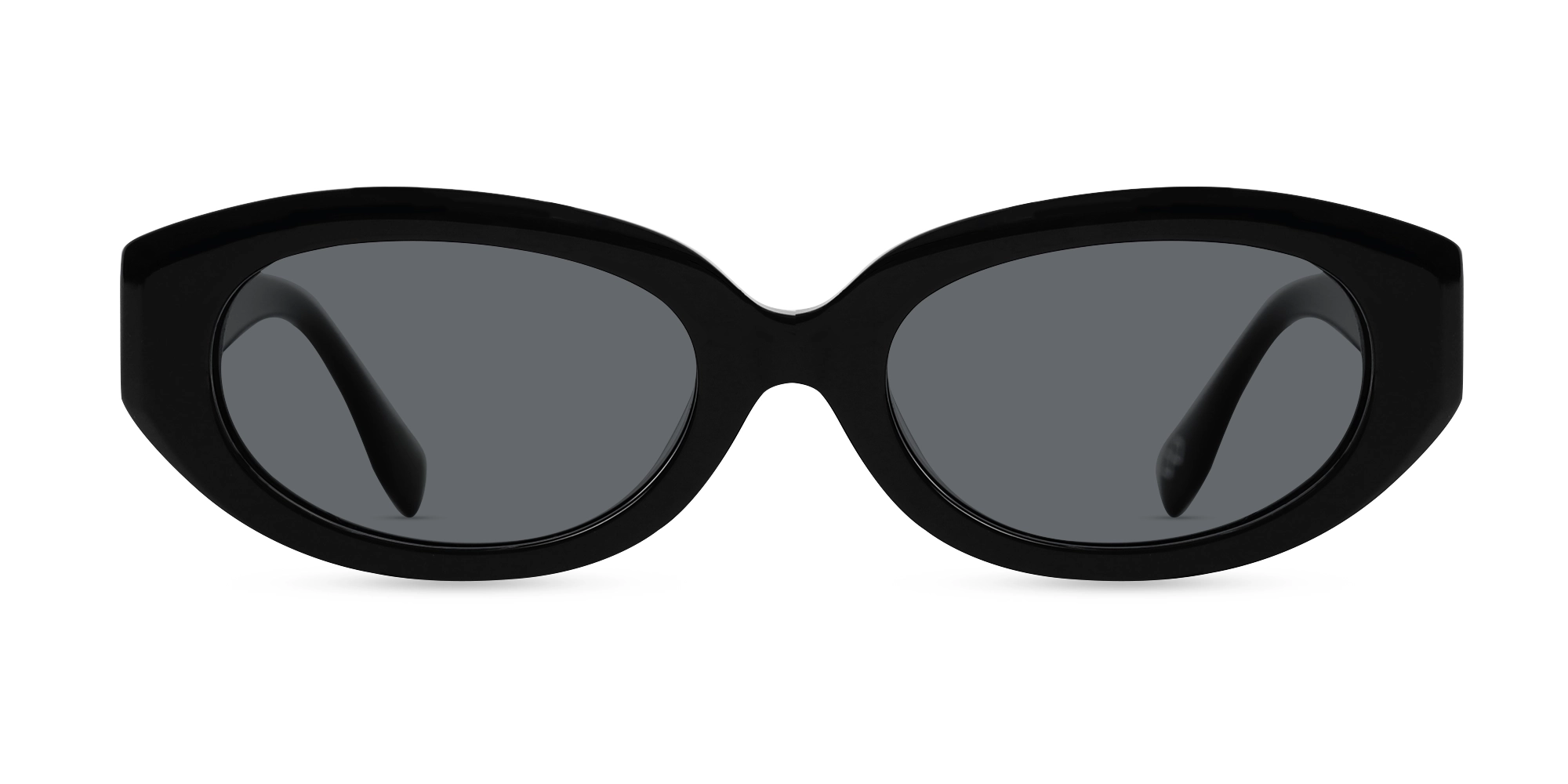 Black Oval Acetate Full-Rim Sunglasses-1