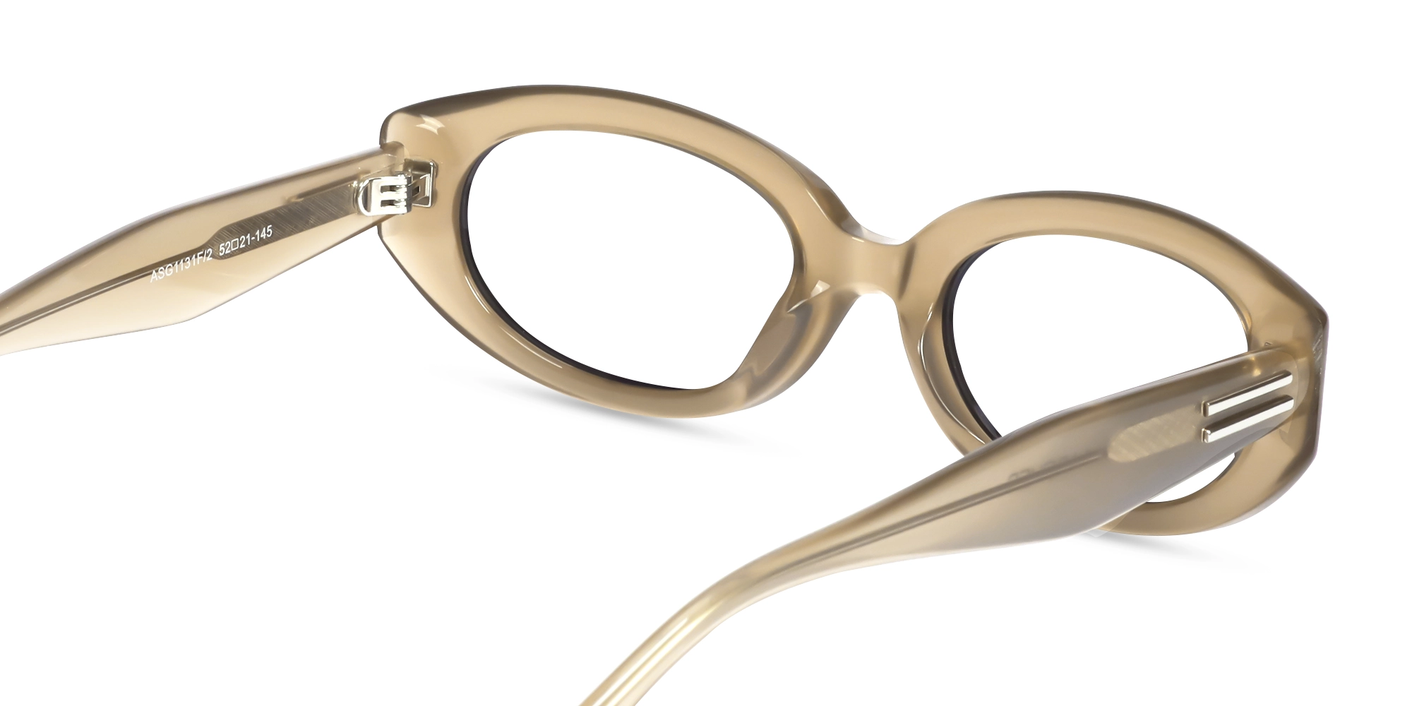 Cafe Latte Oval Full-Rim Glasses-5