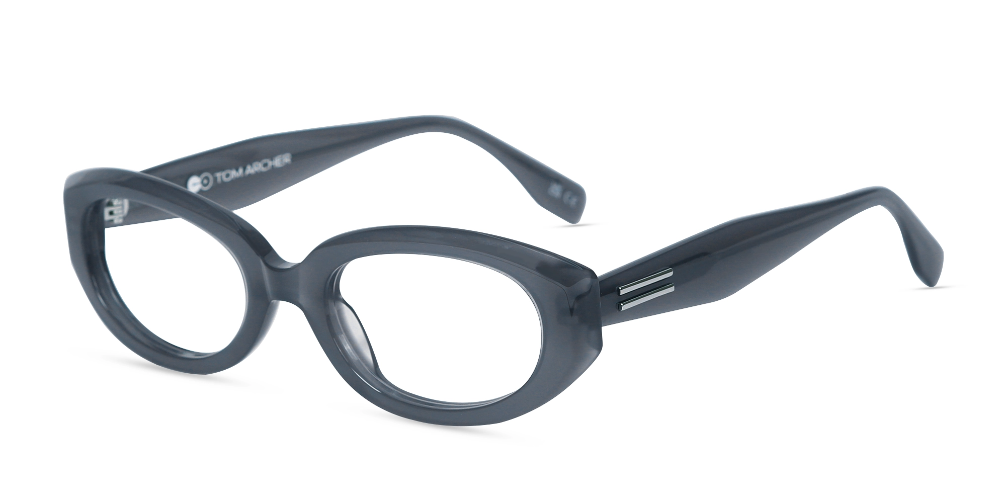 Matte Bluish Grey Oval Glasses-3