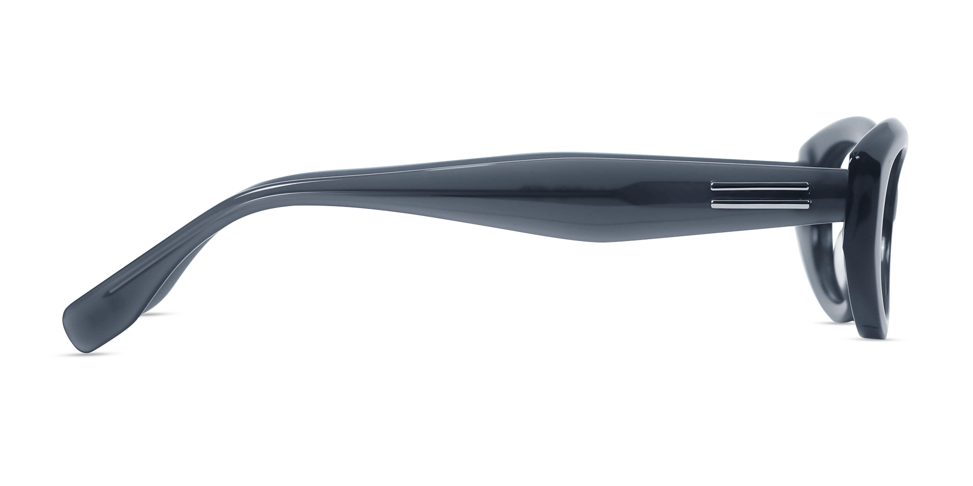 Matte Bluish Grey Oval Acetate Full-Rim Sunglasses-4